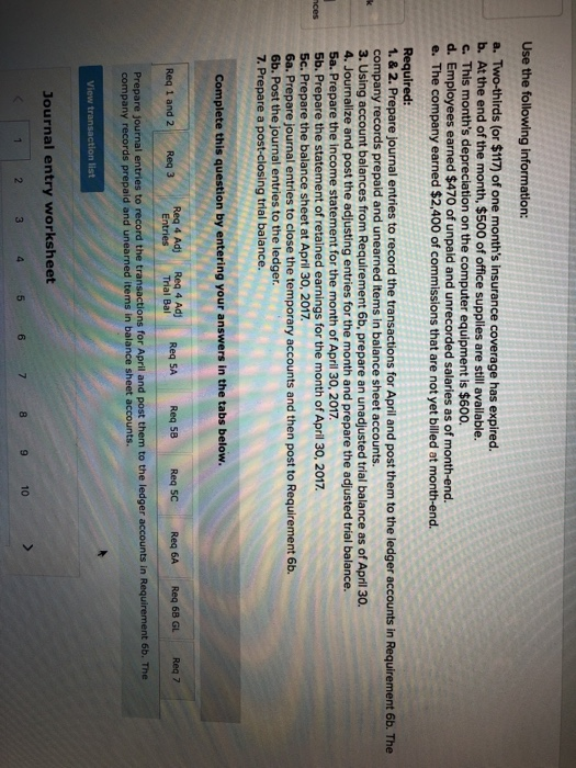 P5 sed $1,500 of office supplies for cash 10 The company paid