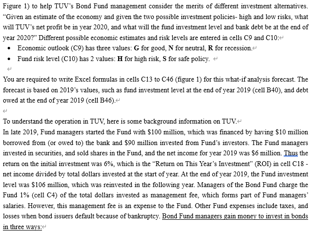 Figure 1. Write the Excel formula for each cell marked with ??