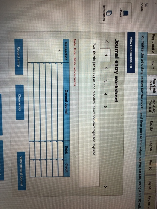 are not yet billed at month-end Required: & 2. Prepare journal entries