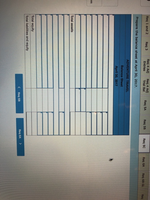 2017 5c. Prepare the balance sheet at April 30, 2017. 6a. Prepare