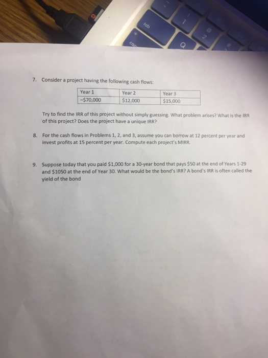 for the following sequence of cash flows Year 1 Year 2 Year