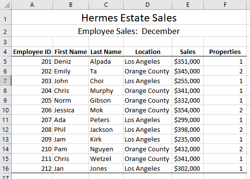 will add together all her sales on the October, November, December sheets.