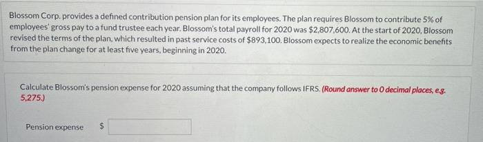  Blossom Corp. provides a defined contribution pension plan for its employees.