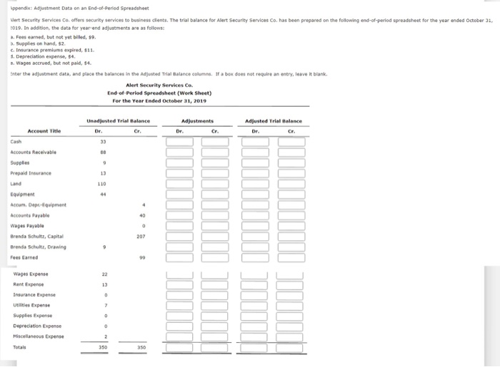  Appendix Adjustment Data on an End-of-Period Spreadsheet Mert Security Services Co.