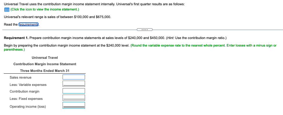 Less: Variable expenses 6 Contribution margin 7 Less: Fixed expenses $ 340,000
