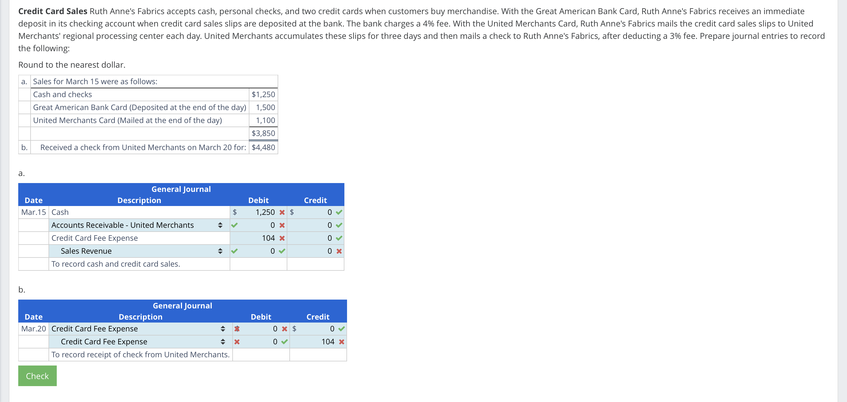 Credit Card Sales Ruth Anne's Fabrics accepts cash, personal checks, and two