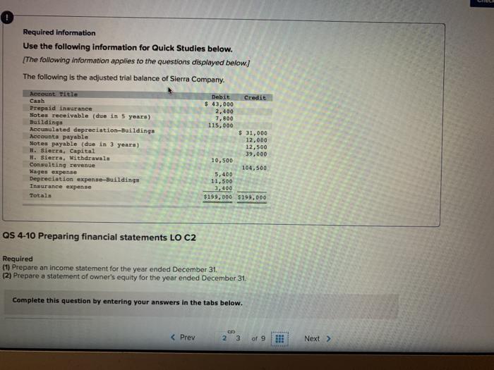  Required information Use the following information for Quick Studies below. [The