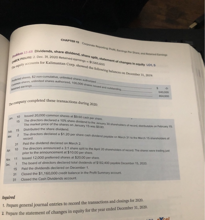 1. and 2 CHAPTER 13 Corporate Reporting: Peng Per Share and problem