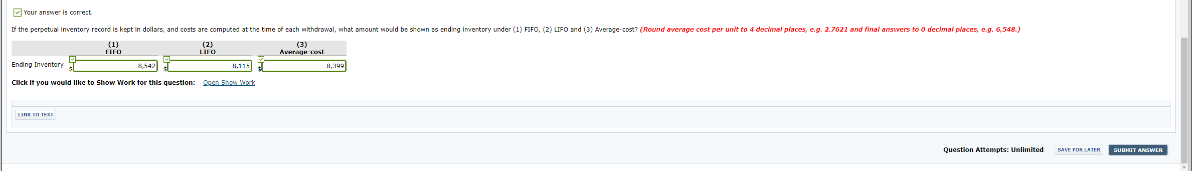 COST IS NOT 8,399 Problem 8-04 Splish Company's record of transactions concerning