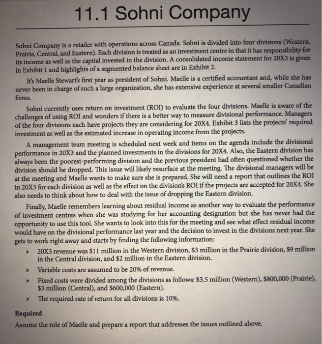 1 1.1 Sohni Company Sohni Company is a retailer with operations across