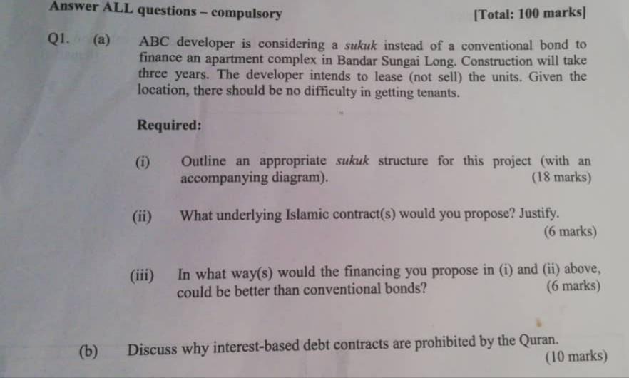  Answer ALL questions - compulsory [Total: 100 marks] Q1. (a) ABC