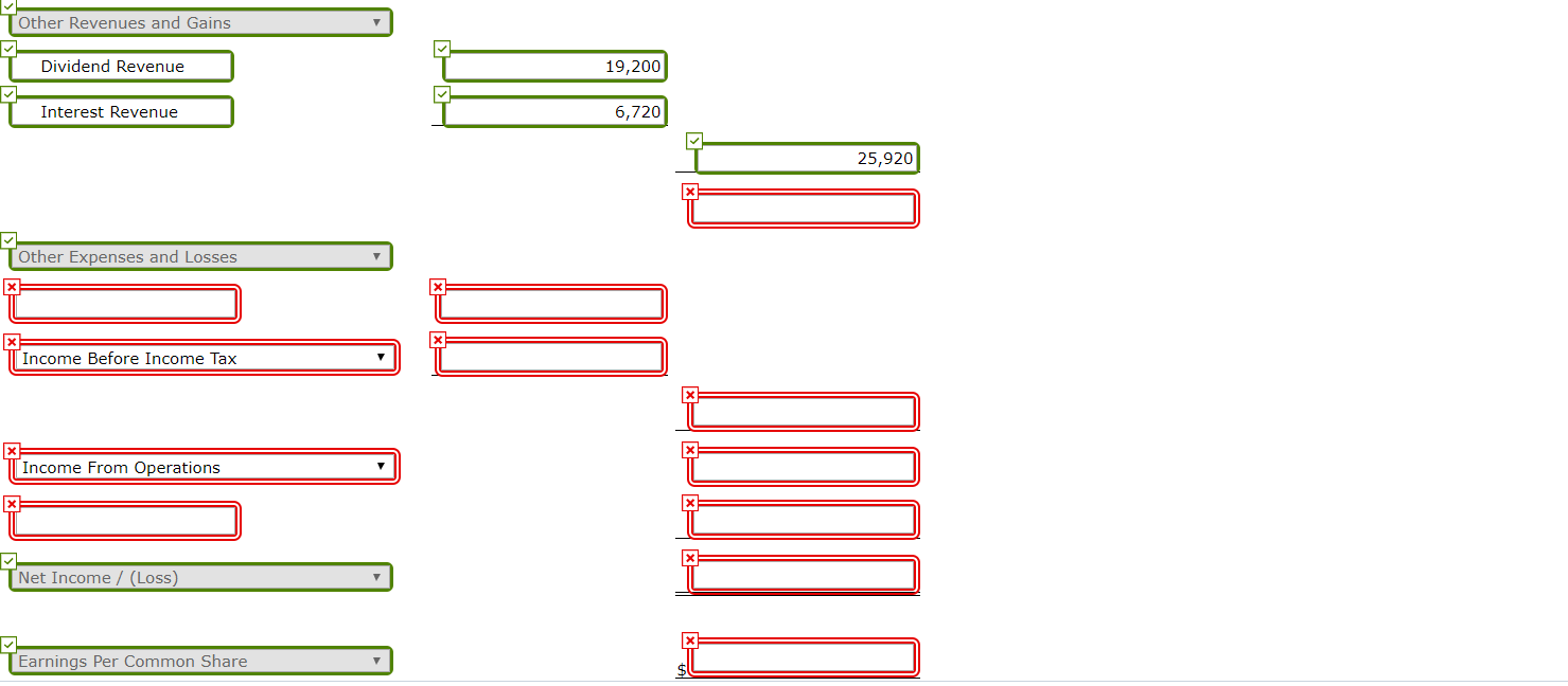 Cost of goods sold Selling expenses Administrative expenses Dividend revenue Interest revenue