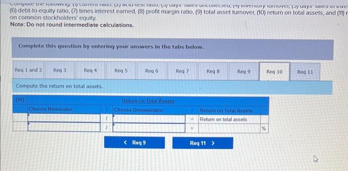 turnover, (10) return on total assets, and (11) ret on common stockholders'