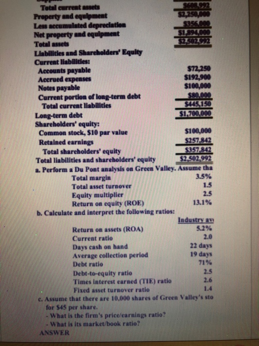 statements for Green Valley Nursing Home, Inc., a for-profit, long-term care facility: