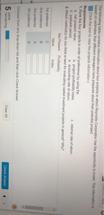  please answer requirements will rate!! Up The following table contains information