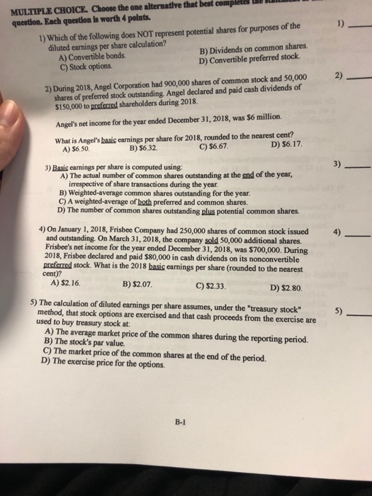  MULTIPLE CHOICE. Choose the one alternative that best completas e B