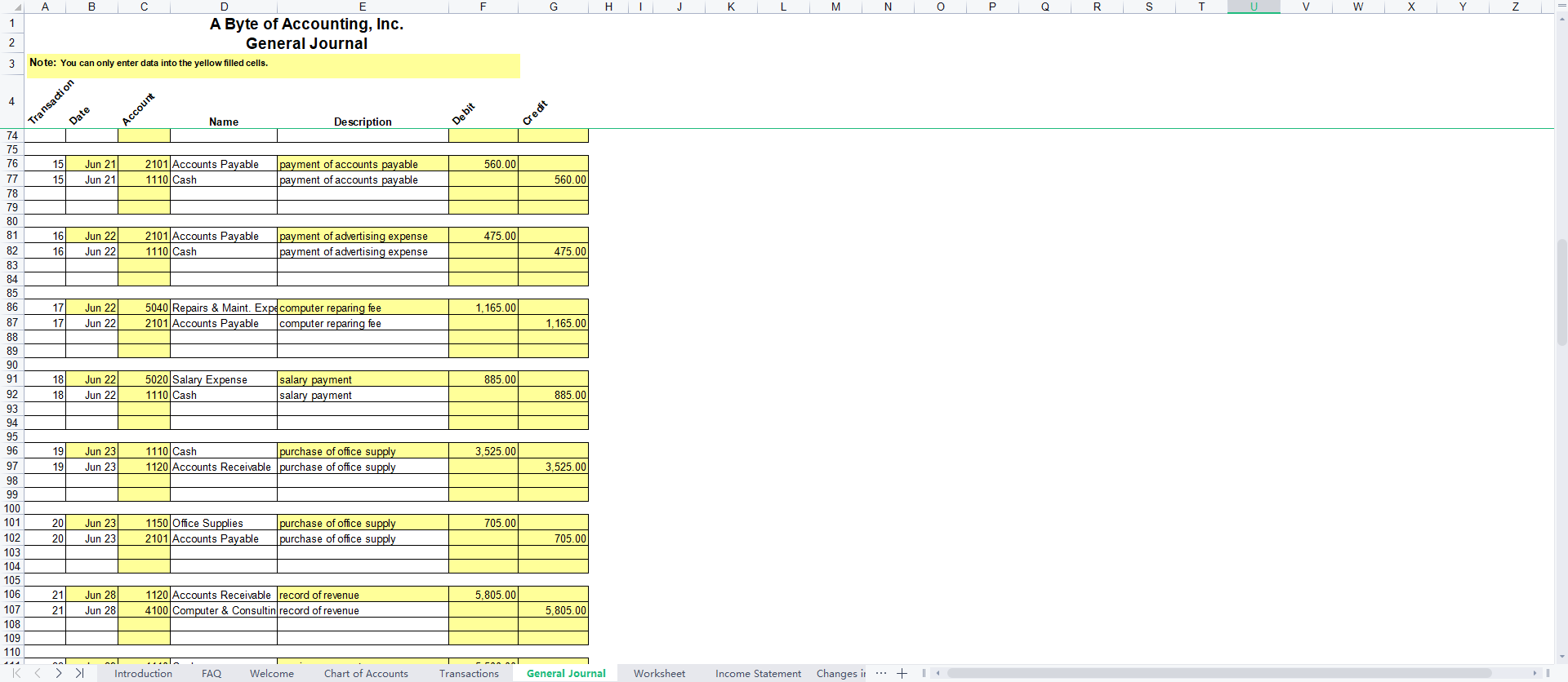 received. 5 02. June 1: Byte of Accounting. Inc. issued 2,302 shares