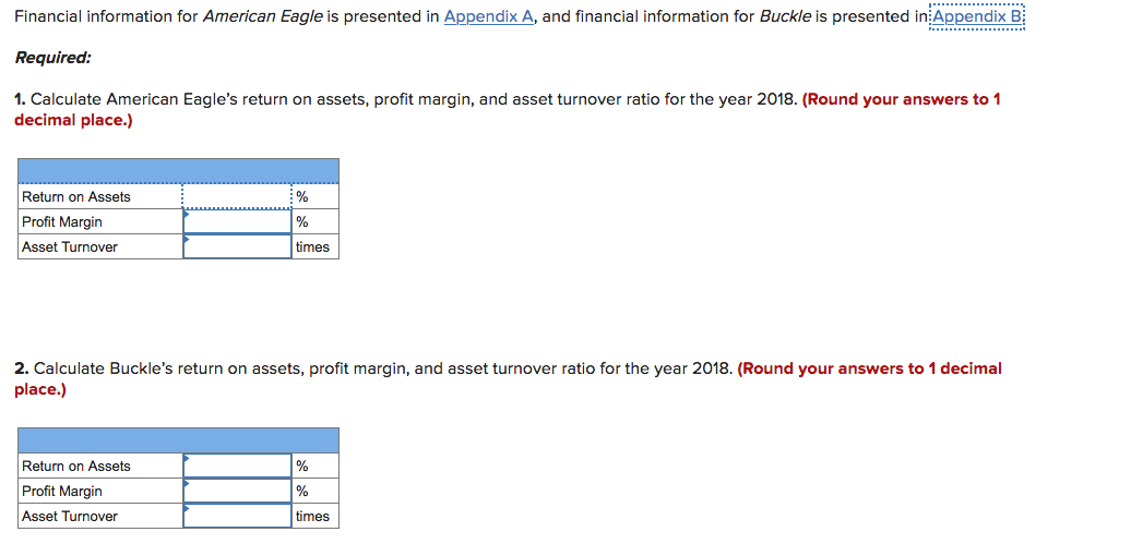  Financial information for American Eagle is presented in Appendix A, and