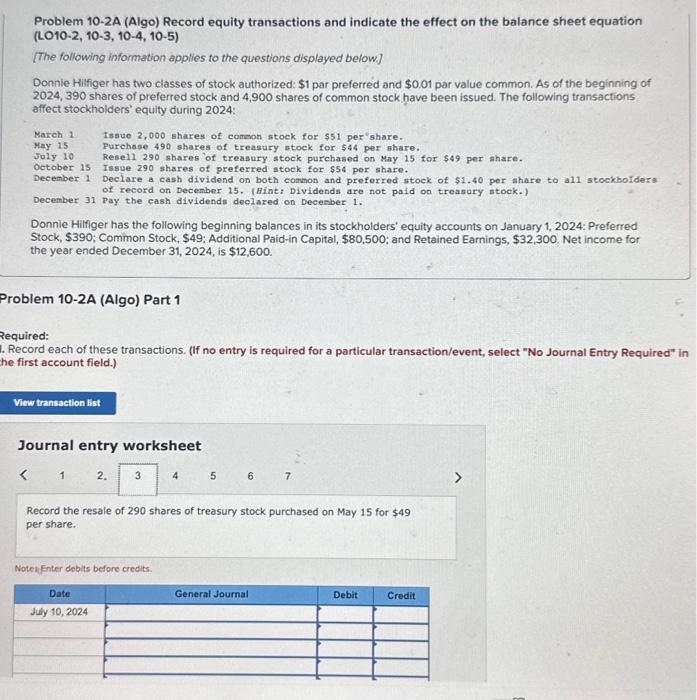 to the questions displayed below] Donnie Hitfiger has two classes of stock