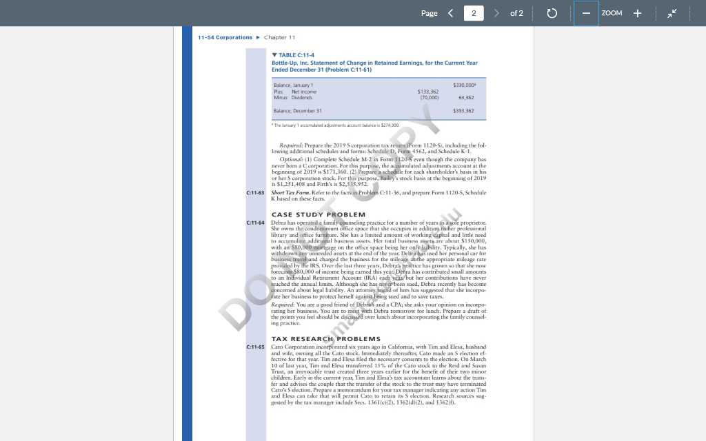 CRITICAL THINKING PROBLEMS C11-59 Alice, a married taxpayer, will form Morning Corporation