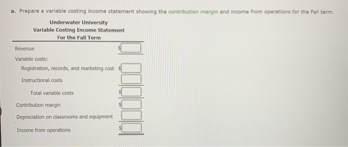 Company The actual and planned data for Underwater University for the Fall