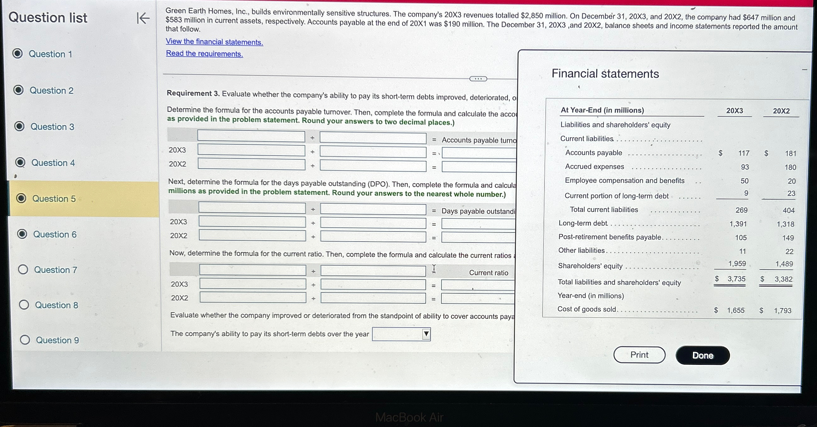  Question list Question 5 Question 6 Question 7 Question 8 Question
