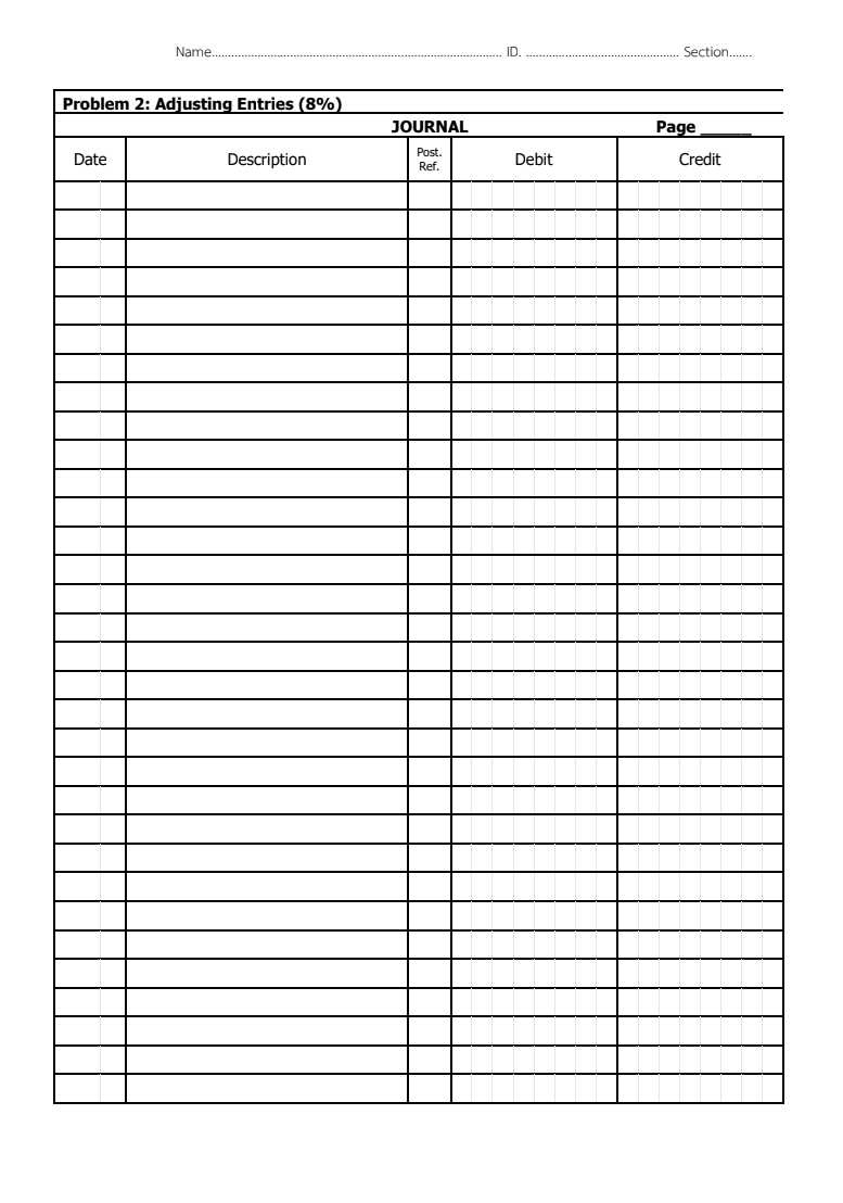 Title Post Ref. F Debit Credit Cash 1x 5,200 Accounts Receivable 1x