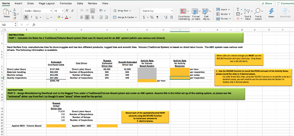 Please show input/functions Home Insert Draw Page Layout Formulas Data Review View