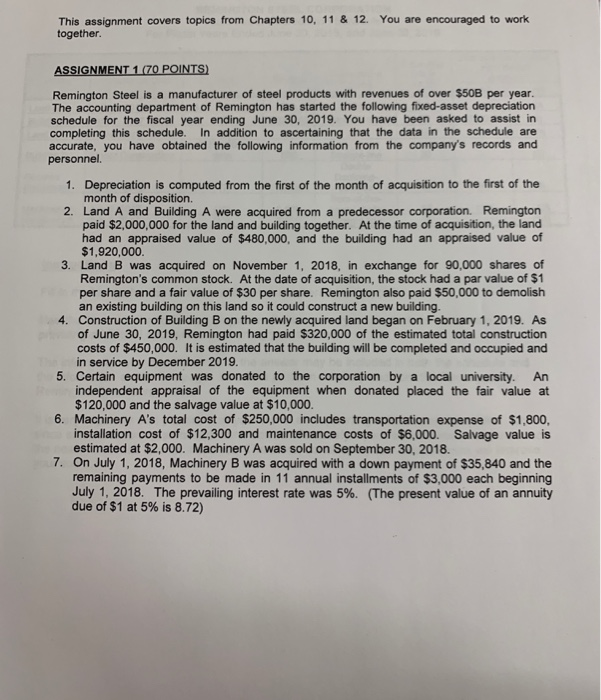  This assignment covers topics from Chapters 10, 11 & 12. You