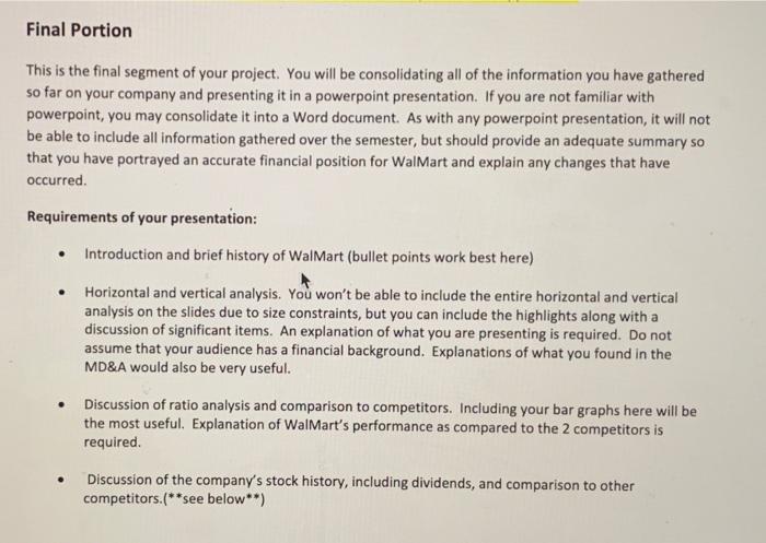  Final Portion This is the final segment of your project. You