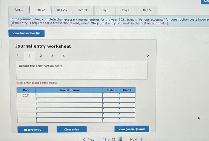 costs incurred). (If no entry is required for a transaction/event, select "No
