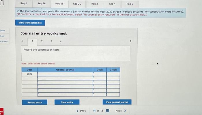journal entry required" in the first account fleld.) Journal entry worksheet 4