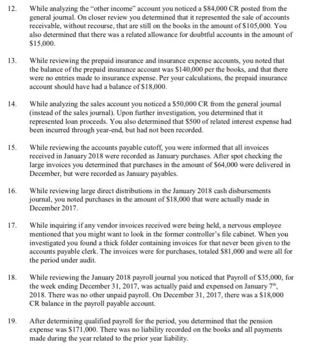  Prepare any necessary adjusting journal entries and determine the effect of