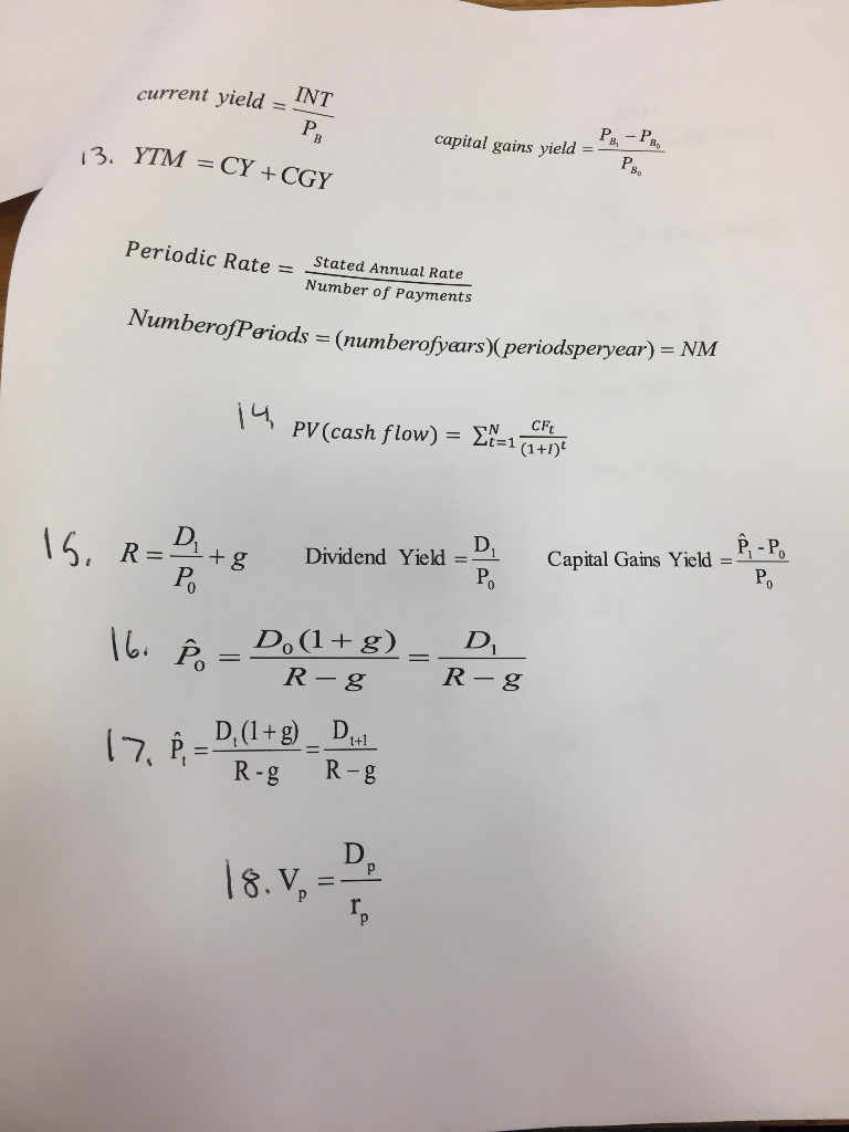  Could you please explain what each formula is called and what