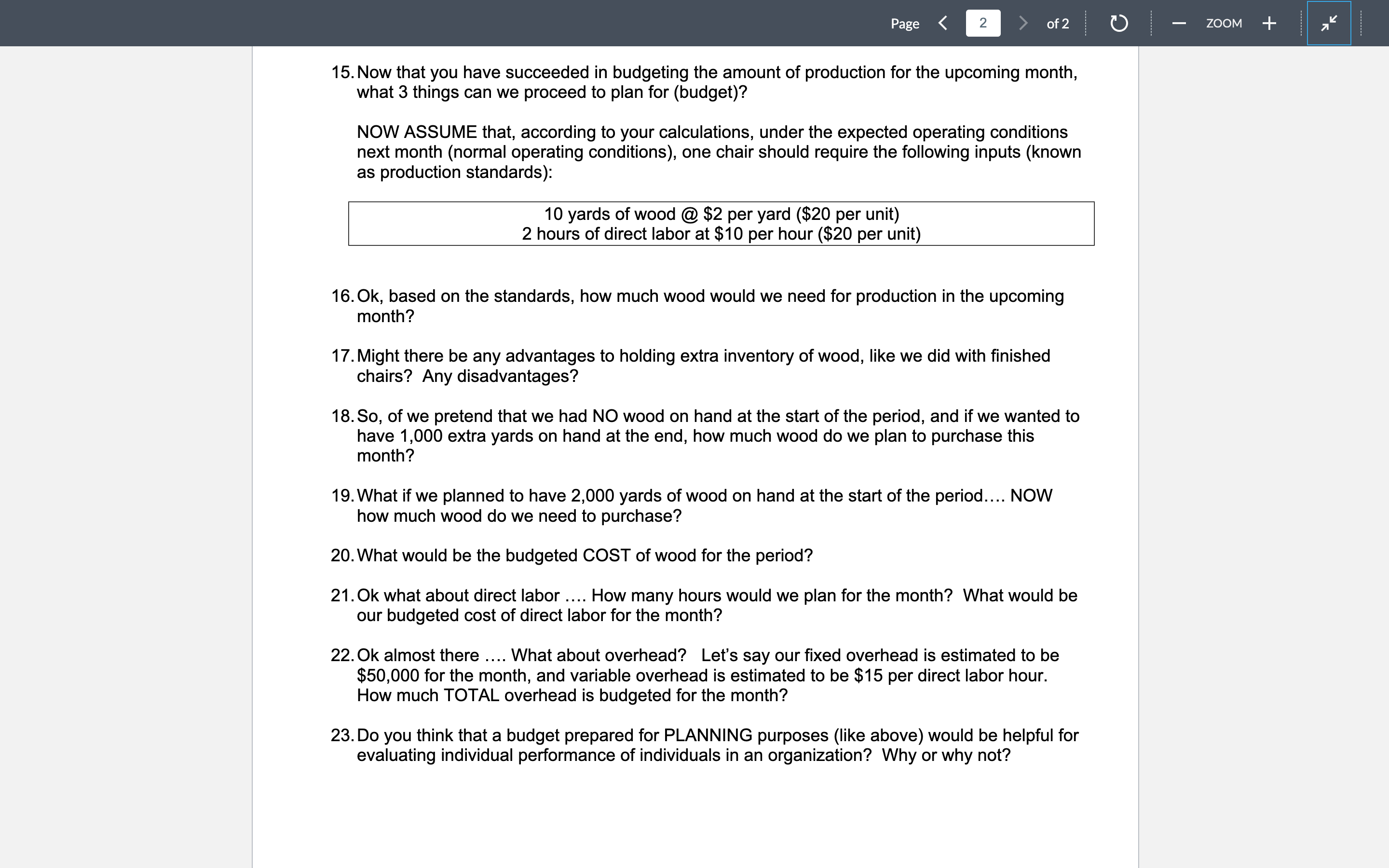 the budgeting process? What are the benefits? Any disadvantages? 3. By whom