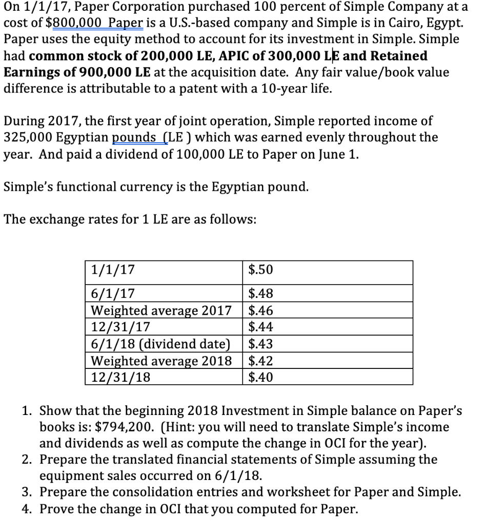 please help with OCI changes. it starts at zero. On 1/1/17, Paper