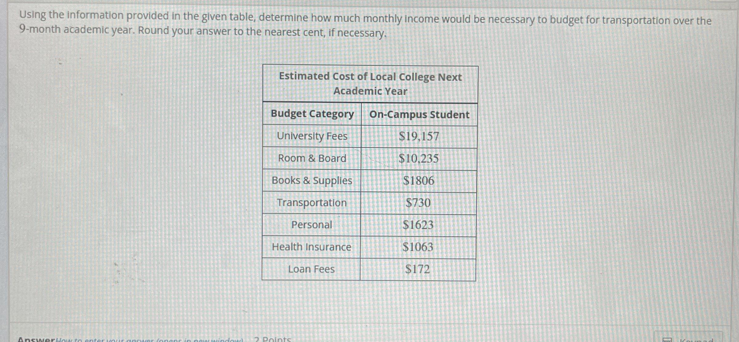  Using the information provided in the given table, determine how much