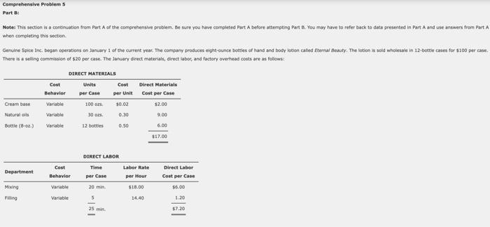  Comprehensive Problems Part Note: This action w a continuation from Part