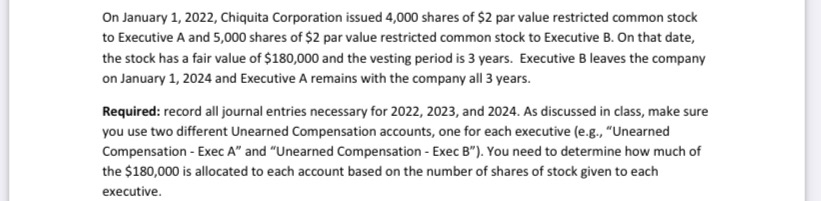  Show all work for each years journal entries (2022,2023,2024). Also, please