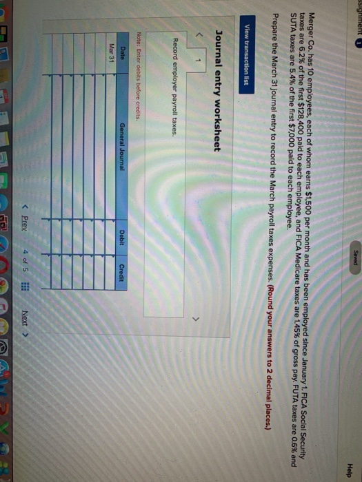  ssignment i Saved Help Merger Co. has 10 employees, each of