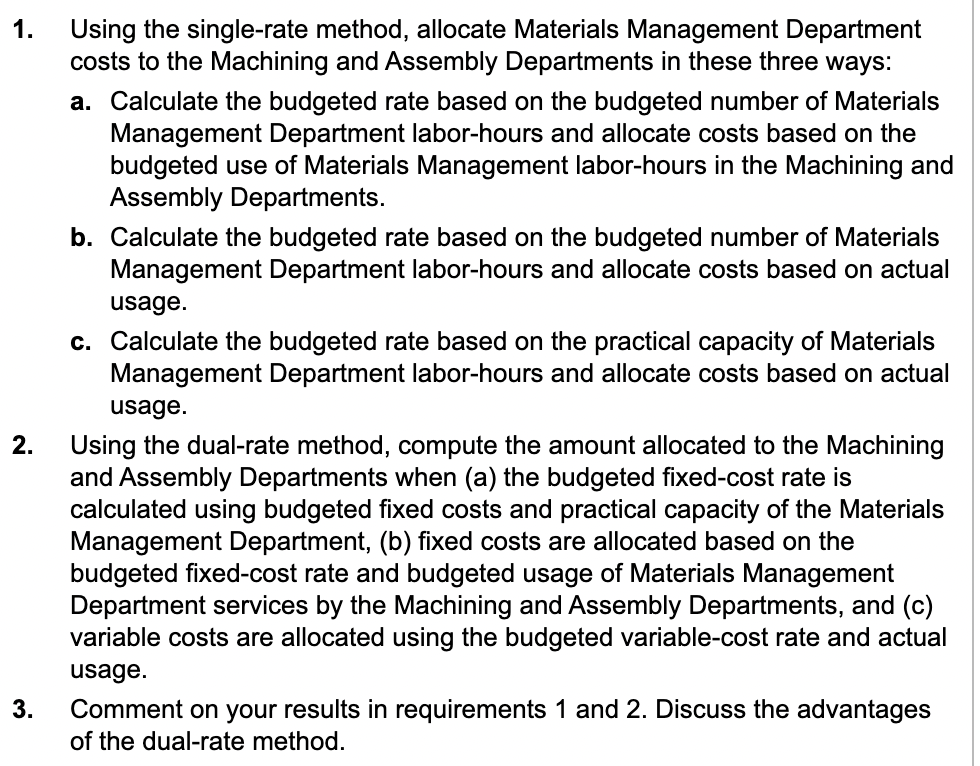Department, (b) fixed costs are allocated based on the budgeted fixed-cost rate