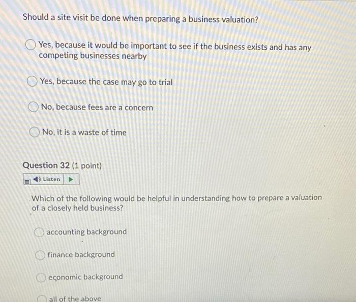  Should a site visit be done when preparing a business valuation?