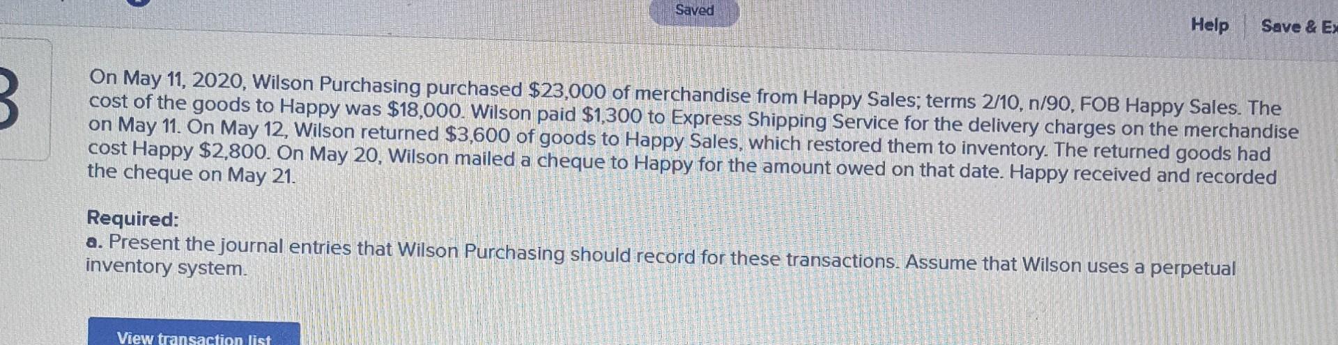 Saved Help Save & EX B On May 11, 2020, Wilson