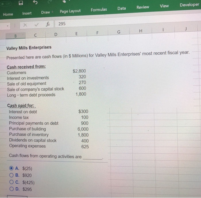  Home Insert Draw Page Layout Formulas Data Review View Developer x
