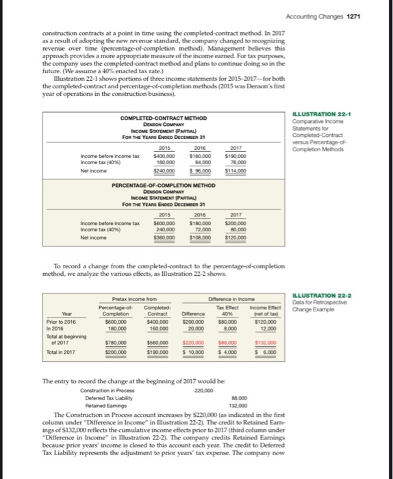 1271). b. Present partial income statement for the years 2017 and 2018