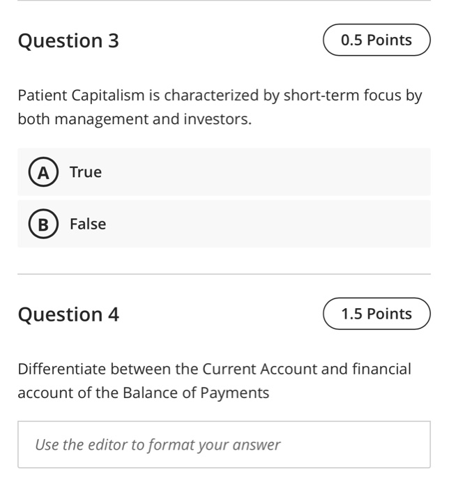 finance Test Content Question 1 0.5 Points Non-Anglo-American markets are dominated by