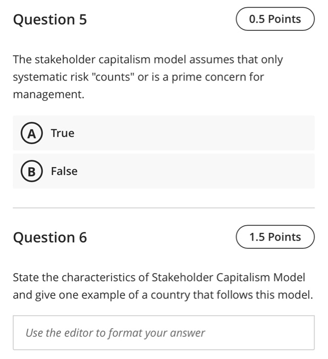 the "one- vote-one-share" rule. A True B) False Question 2 0.5 Points