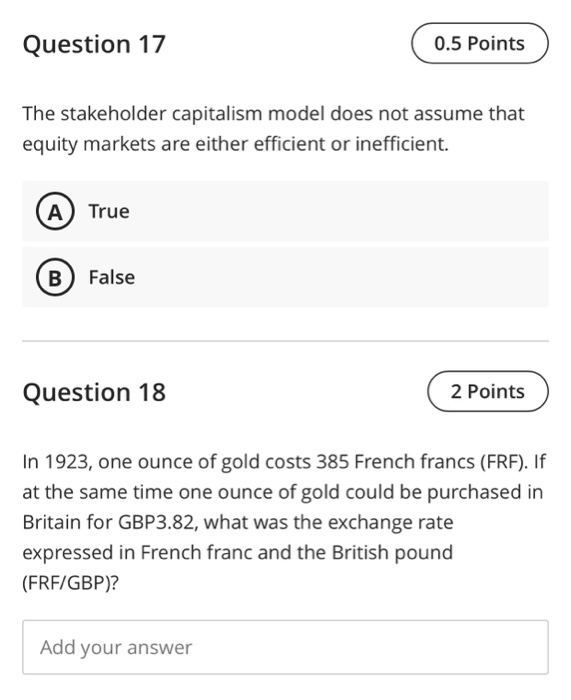 Question 6 1.5 Points State the characteristics of Stakeholder Capitalism Model and