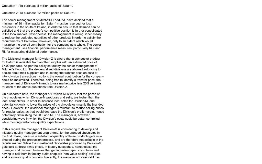 adjusted market price as a basis of preparation of Quotations 1 and