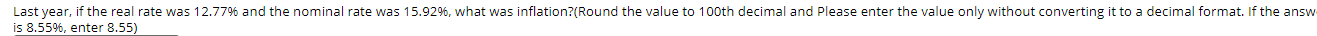 Last year, if the reel rate was 1 2.77k and the nominal